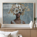 Golden Petal Wall Art - Petal Silhouette Woman Wall Art by MyGreatCanvas | Canvas Wall Art Prints | Photo Prints & Wall Decor