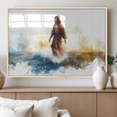 Watercolor Jesus Walking Wall Art Print, Jesus Water Canvas