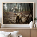 Jesus Running After a Lost Lamb Canvas Wall Art Print
