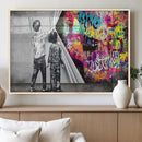 Banksy Print - Street Art Canvas Wall Art - Kids Revealing