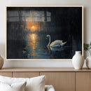 Abstract Swan on Water Wall Art Canvas Print - Elegant