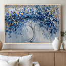 Blue and Gold Abstract Tree Wall Art Canvas Print | Modern