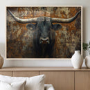 Longhorn Texas Cow Bull Wall Art | Rustic Farmhouse Canvas by MyGreatCanvas | Canvas Wall Art Prints | Photo Prints & Wall Decor