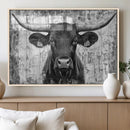 Abstract Longhorn Bull Wall Art Canvas Print - Rustic Texas