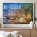 Ocean Wave at Sunset Canvas Wall Art – Vibrant Coastal Beach
