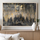 Golden Forest Abstract Wall Art | Dark Forest with Gold