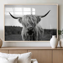 Highland Cow Wall Art | Black and White Farmhouse Decor |