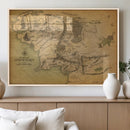 Middle Earth Map Canvas Wall Art – Vintage Fantasy Map