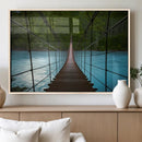 Suspension Bridge Over River Canvas Art | 3-Panel Nature by MyGreatCanvas | Canvas Wall Art Prints | Photo Prints & Wall Decor