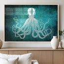 Green Octopus Abstract Wall Art Canvas Print