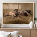Large Wall Art Canvas Print – Two Running Brown Horses