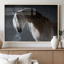 Large Wall Art Cream Colored Horse on Grey Background Canvas