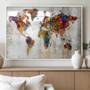 Vintage World Map Canvas Wall Art Print, Warm Tone Global
