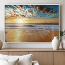Golden Sunset Beach Print Canvas Wall Art, Giclee Canvas
