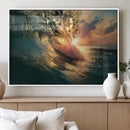 Ocean Wave Sunset Canvas Wall Art – Triptych Seascape Print