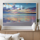 Tranquil Pastel Sunset Beach Triptych Canvas Art, Soothing
