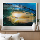 Ocean Wave at Sunset Canvas Art, Large Wall Print of Vibrant