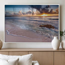 Sea Ocean Sunset Beach Wall Art Canvas Print