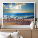 Tropical Beach Sunset Canvas Art, Ocean Waves and Sandy