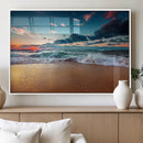 Sunset Ocean Beach Wall Art – Giclee Canvas Print, Coastal