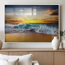 Golden Sunset Ocean Waves Wall Art Canvas Print – Multi