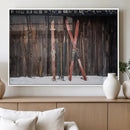 Vintage Ski Gear Canvas Print, Vintage Ski Gear Against