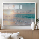 Tranquil Ocean Beach Sunset Canvas Wall Art | 3-Panel by MyGreatCanvas | Canvas Wall Art Prints | Photo Prints & Wall Decor
