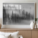 Foggy Misty Forest Canvas Wall Art – Black and White