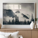 Forest Mountain Print - Black and White Canvas Wall Art with