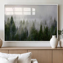 Misty Pine Forest Wall Art Canvas Print | 3 Panel Green