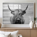 Scottish Highland Cow Cattle Art Print on Wood Background by MyGreatCanvas | Canvas Wall Art Prints | Photo Prints & Wall Decor