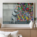 Banksy Colorful Street Graffiti Canvas Wall Art Print, by MyGreatCanvas | Canvas Wall Art Prints | Photo Prints & Wall Decor