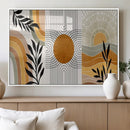 Modern Boho Sun and Leaf Abstract Art – 3-Panel Giclée