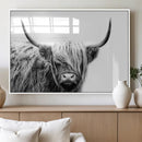 Black White Scottish Highland Cow Cattle Art Print Farmhouse