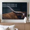 Texas Longhorn Bull Wall Art Canvas Print - Large Framed