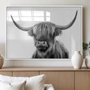 Grayscale Scottish Highland Cow Cattle Art Print Farmhouse by MyGreatCanvas | Canvas Wall Art Prints | Photo Prints & Wall Decor