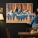 Rustic Wood Style Mountain Wall Art, Nature Forest Canvas
