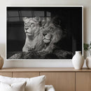 Lion Couple Wall Art Canvas Print – Elegant Black and White