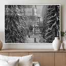 Winter Ski Lift Black and White Canvas Wall Art – Alpine