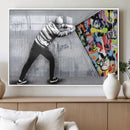 Banksy Art Behind the Curtain Street Wall Art Canvas Print |
