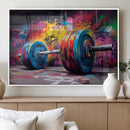 Abstract Graffiti Barbell Canvas Wall Art – Urban Fitness