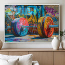 Fitness Gym Barbell Graffiti Wall Art Canvas Print