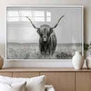 Highland Cow Canvas Wall Art – Majestic Beauty in Black and