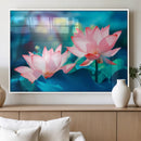 Pink Lotus Flower Canvas Wall Art | Vibrant Floral Wall