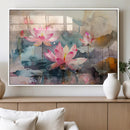 Lotus Flower Wall Art | 3-Panel Giclee Canvas Print of Pink
