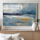 Abstract Ocean Canvas Wall Art - Coastal Blue and Gold