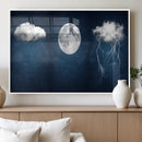 Dark Blue Cloud Art, 3 Piece Indigo Blue Wall Art, Aesthetic