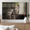 Jesus Canvas Wall Art - Jesus Running After Lost Lamb,
