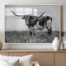 Texas Black White Highland Longhorn Cow Wall Art Canvas by MyGreatCanvas | Canvas Wall Art Prints | Photo Prints & Wall Decor