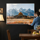 Vintage Old Barn Field Wall Art Canvas Print for Farmhouse